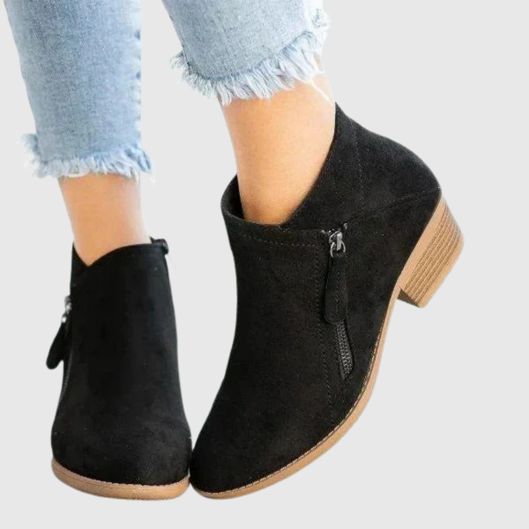 AVENYA | SIDE-ZIP LEATHER ANKLE BOOTS