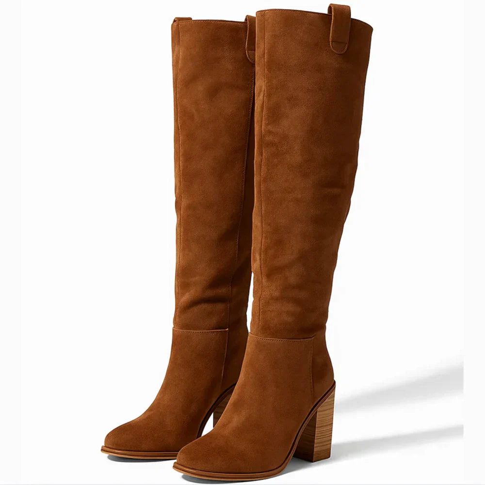 SUEVIRA™ | SUEDE BLOCK HEEL BOOTS