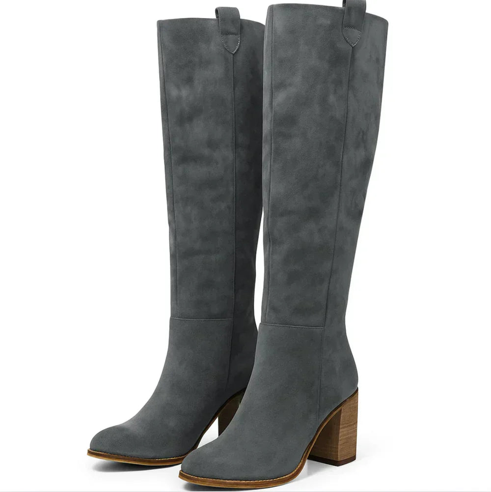 SUEVIRA™ | SUEDE BLOCK HEEL BOOTS