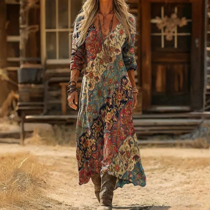 Lunvique™ | Vintage Ethnic Print Dress