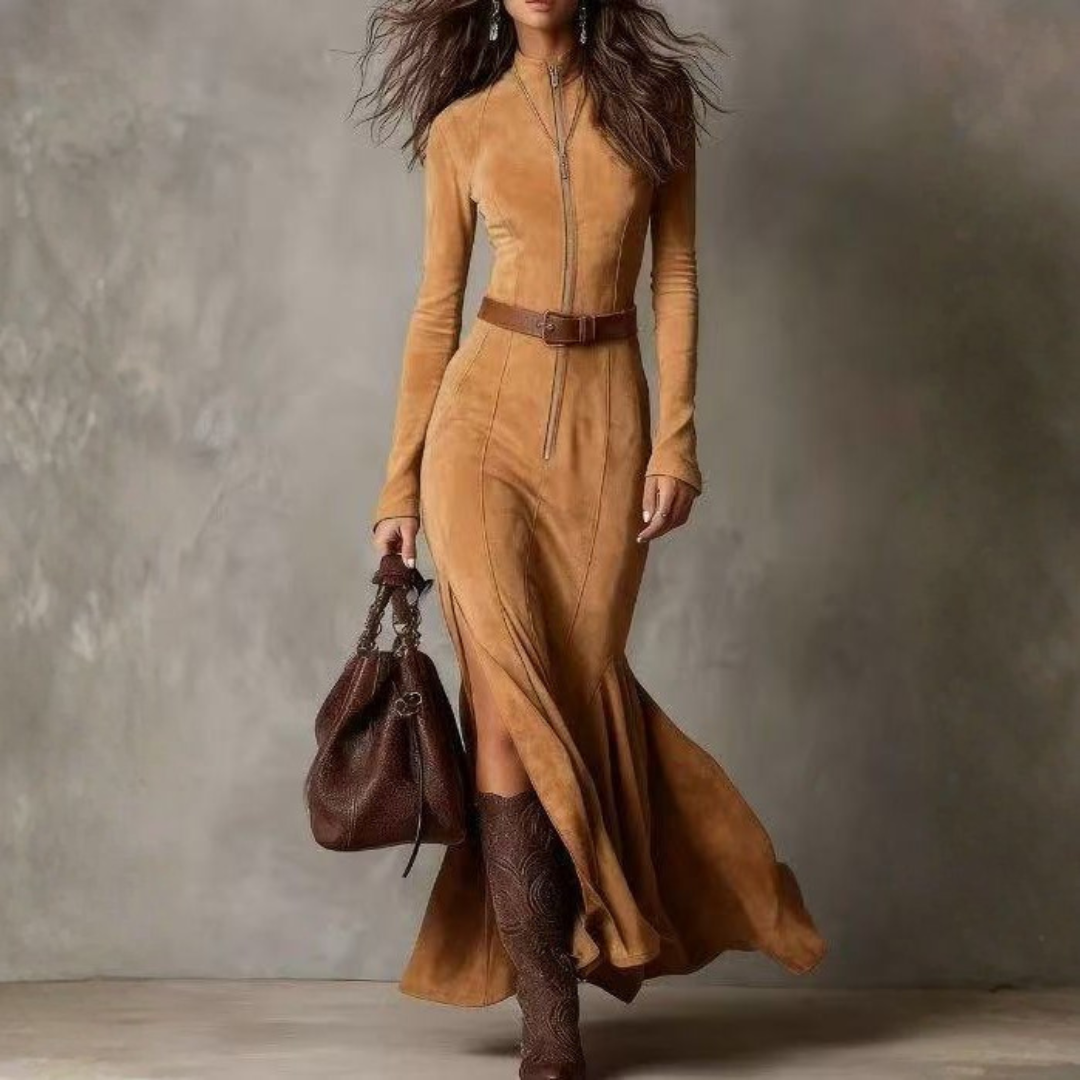 Claire | Suede Dress with Belt