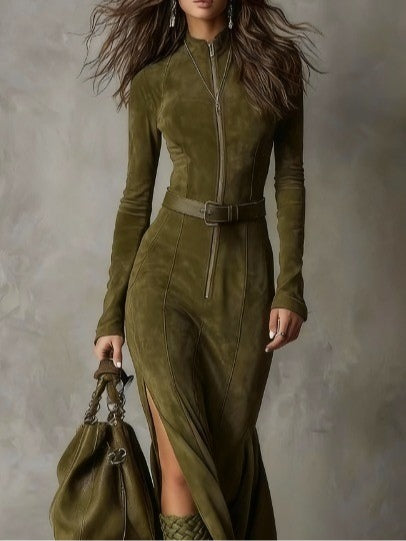 Claire | Suede Dress with Belt