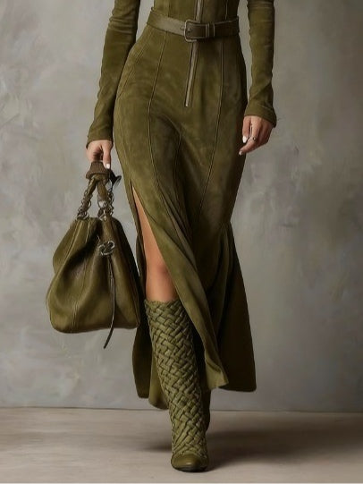 Claire | Suede Dress with Belt